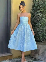 Townlike Women's Elegant Jacquard Backless Mini Dress - USA Made Chic