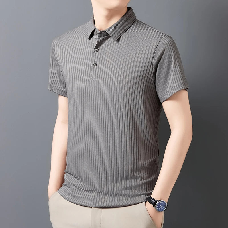Men's Striped Polo Shirt – Breathable Summer Style