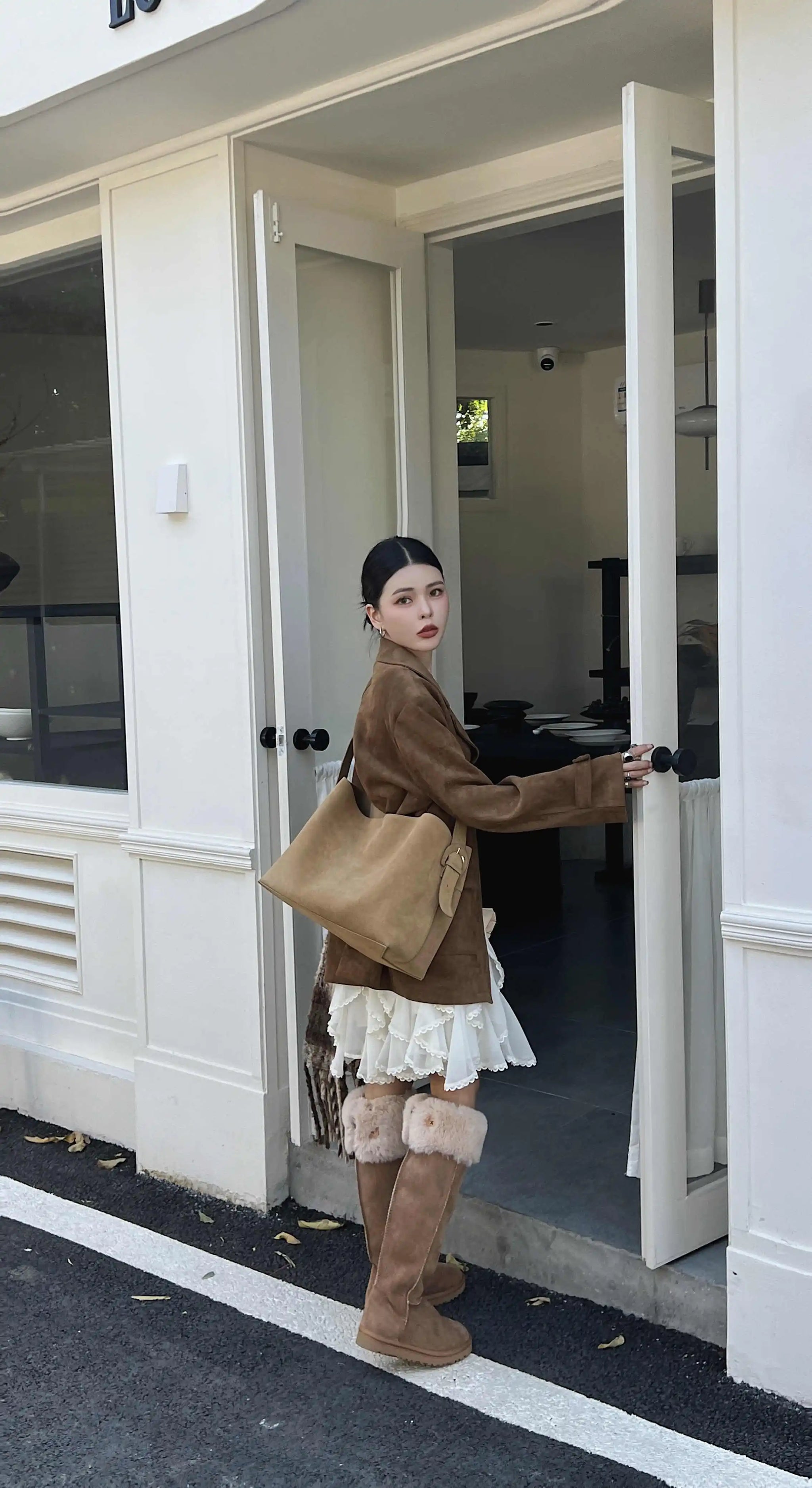 Motingsome Oversize Women Bag Luxury Suede Leather Winter Bags Frosted Cow Skin Handbag and Purses Retro Lady Tote 2024 New
