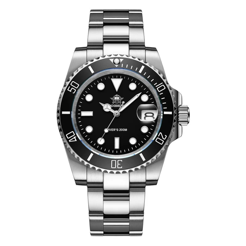 ADDIESDIVE NEW Luxury Men’s Quartz Watch 200M Diver Watch BGW9 Super Luminous Ceramic Bezel Stainless Steel Business Wristwatch