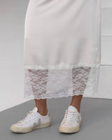 Elegant High-Waist Lace Midi Skirt