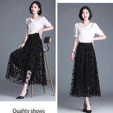 Romantic Floral Tulle A-Line Midi Skirt
