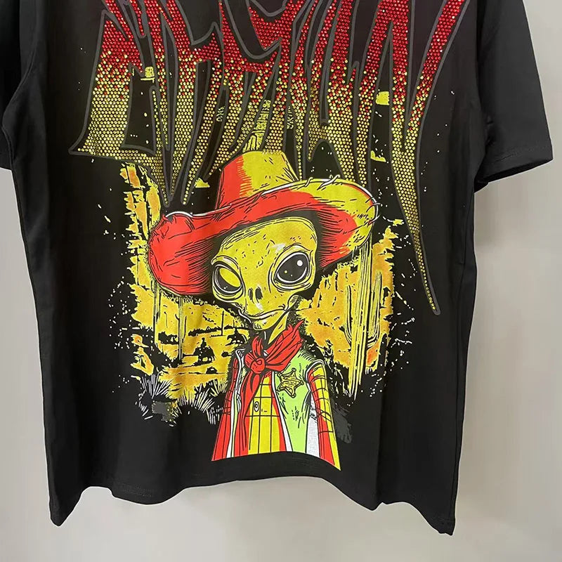 MIXED EMOTION Oversized Cotton Rhinestone T-Shirt