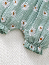 0-18 Months Baby Girl Clothes Set 2Pcs Daisy Print Romper Ruffle Bow Jumpsuit + Hat Summer Infant Newborn Casual Clothing Outfit