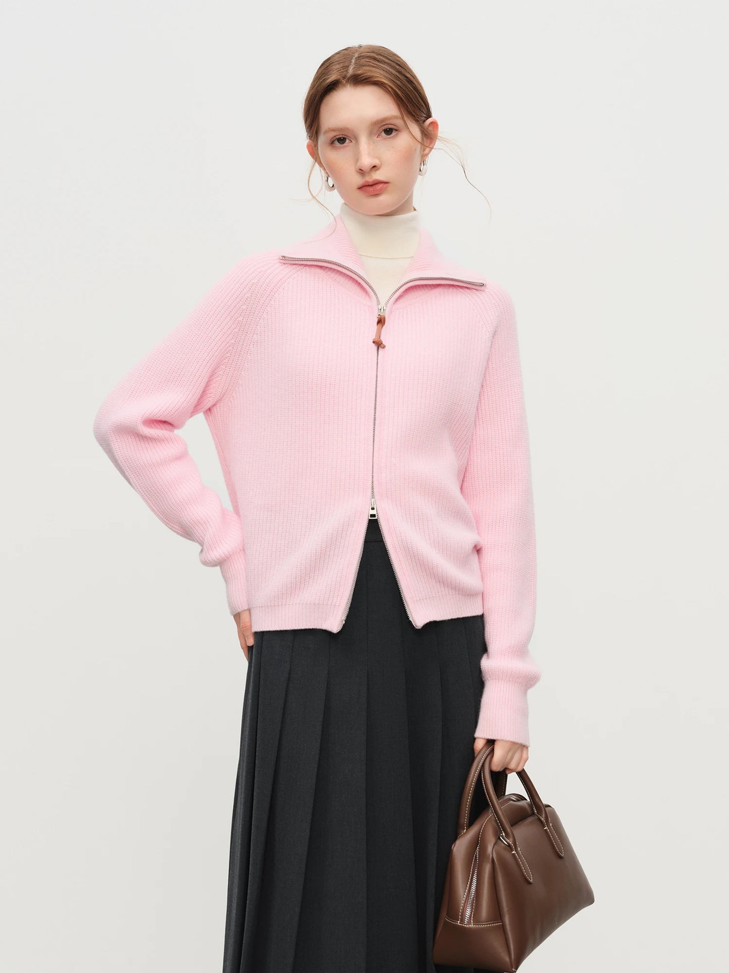 Women's Loose Fit Wool Blend Zipper Cardigan – Fall/Winter 2025 USA Style