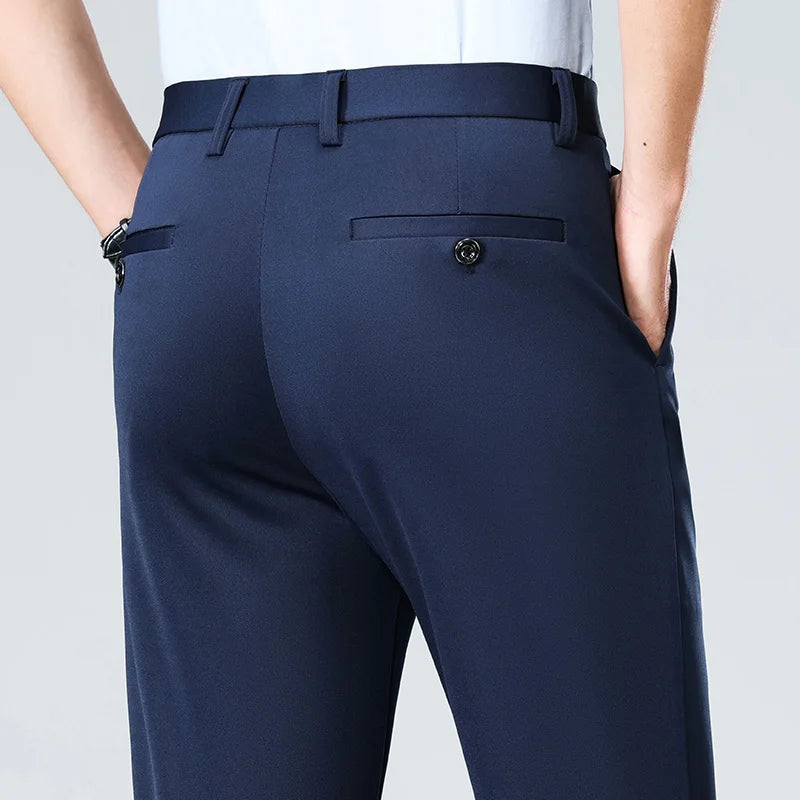 Men's Stretch Suit Pants — Slim Straight Business Formal Trousers