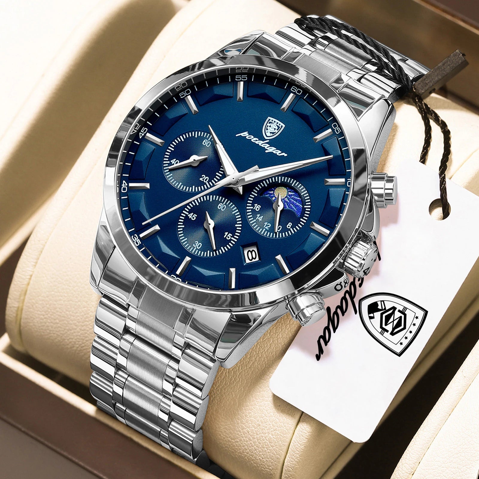 POEDAGAR 928 Men's Luxury Chronograph Watch | Luminous & Waterproof