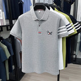 Men's Striped Polo Shirt – Embroidered Elegance