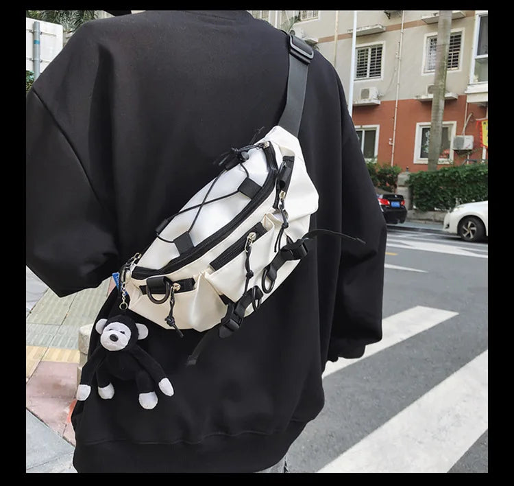 2024 Techwear Style Punk Hip Hop Single Shoulder Crossbody Bag Men Women Street Vintage Chest Bag Casual Sport Fanny Pack
