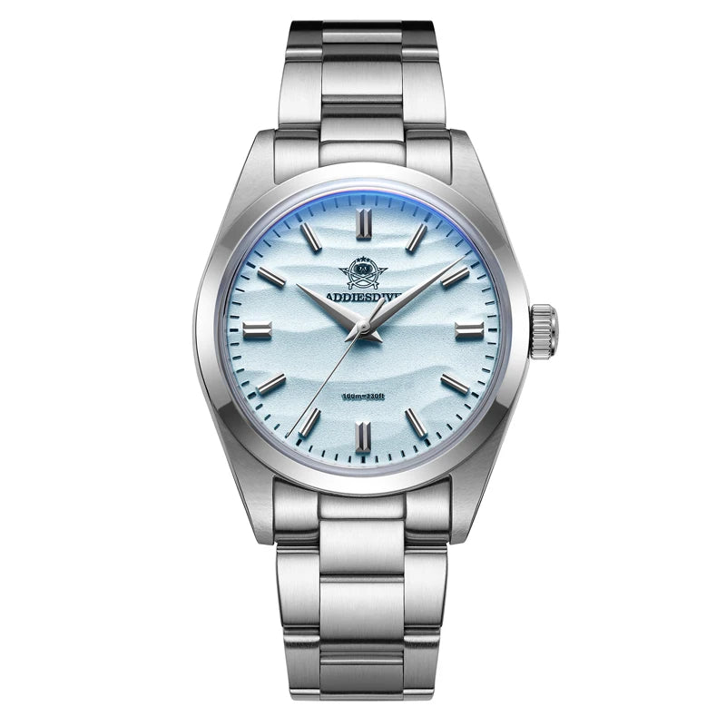 ADDIESDIVE Men's Watch 36mm Quartz Watch Diving 100m Sand Dial 316L Stainless Steel AR Bubber Glass Fashion WristWatch for Men