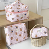 Quilted Bear Floral Cosmetic Bag for Women & Girls