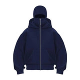 Men’s Fleece Zip-Up Hoodie with Double-Layer Hood