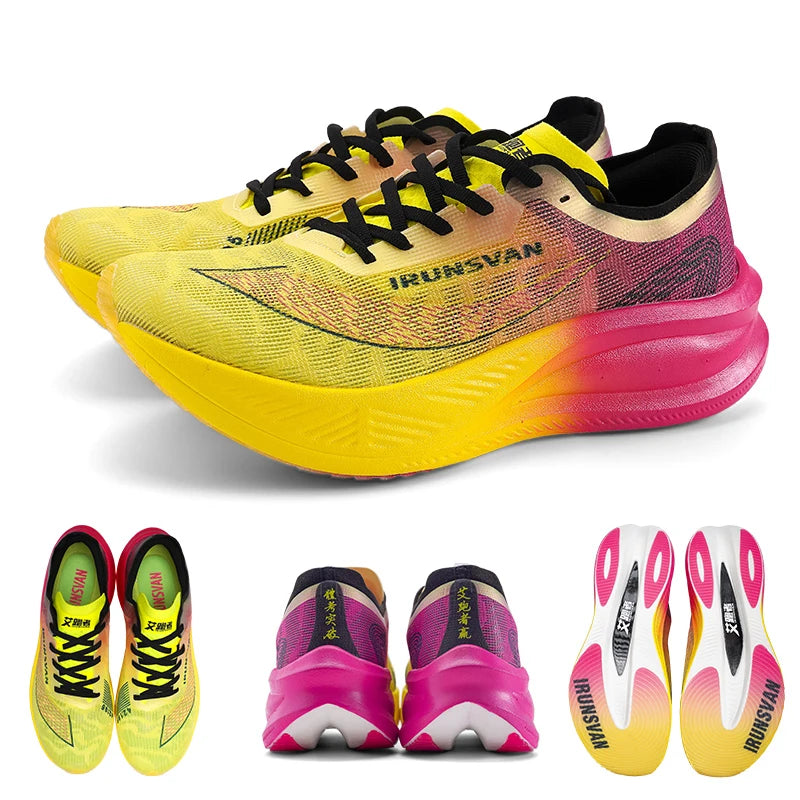 IRUNSVAN Men Running Shoes Breathable Sports Shoe Lightweight Marathon Carbon Plate Sneaker Casual Comfortable Athletic Training