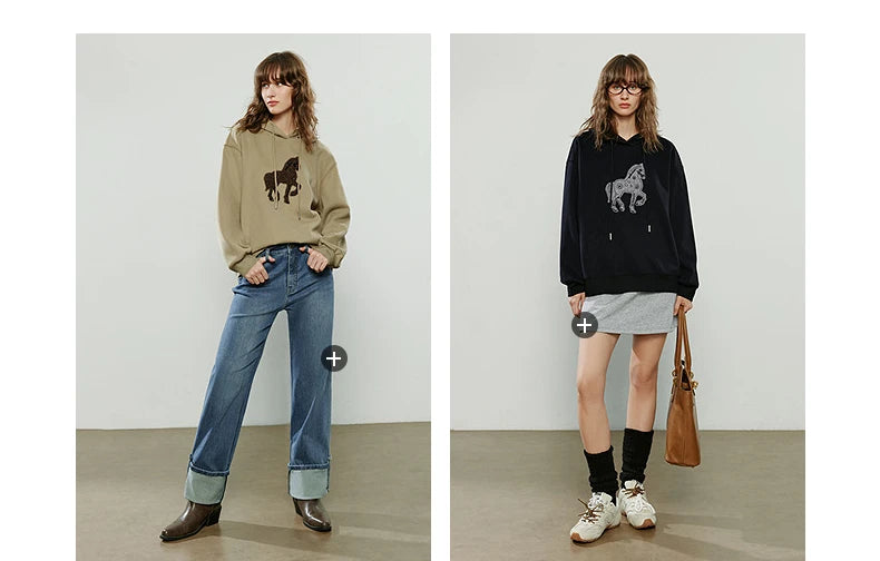 Women's Embroidered Relaxed-Fit Hoodie