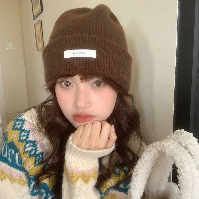 WinvyNee 100% Wool Knitted Beanie Hat – Women & Men