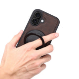 iPhone Faux Leather Case with 360° Ring Stand