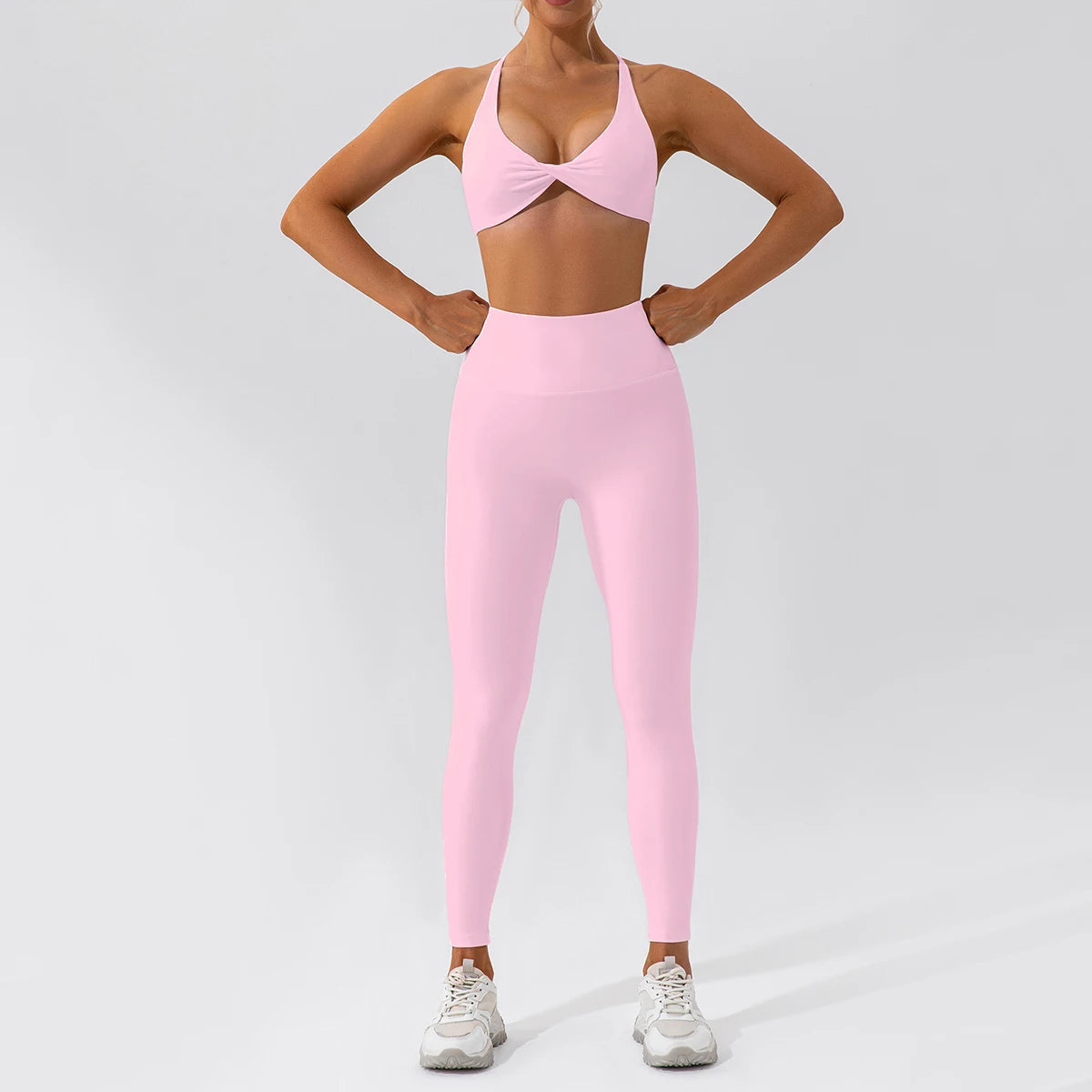 2-Piece Women's High-Waist Yoga Set – Seamless Long Sleeve Workout Suit