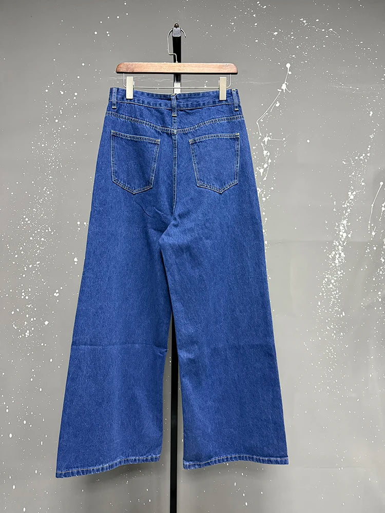 Retro Washed Wide-Leg Denim Trousers