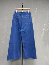Retro Washed Wide-Leg Denim Trousers