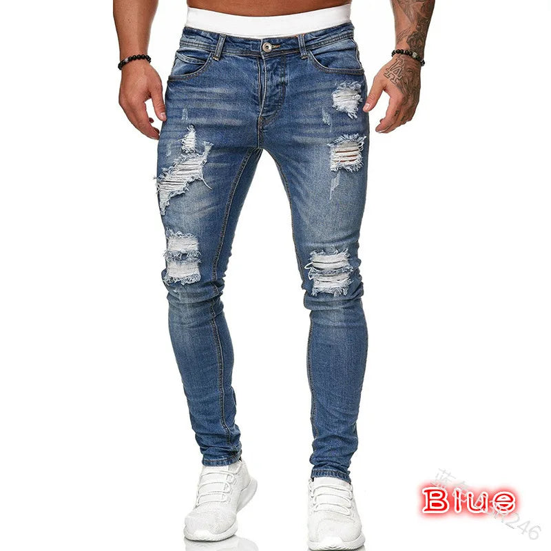 Men’s Ripped Stretch Denim Jeans