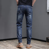 Embroidered Jeans Men's Autumn Winter New Korean Fashion Slim Little Feet Trousers Stretch Vintage Street Denim Trousers Male