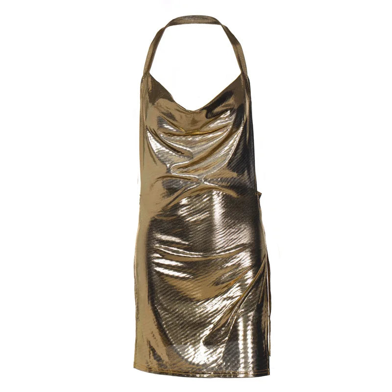 Elegant Sequin Halter Mini Dress