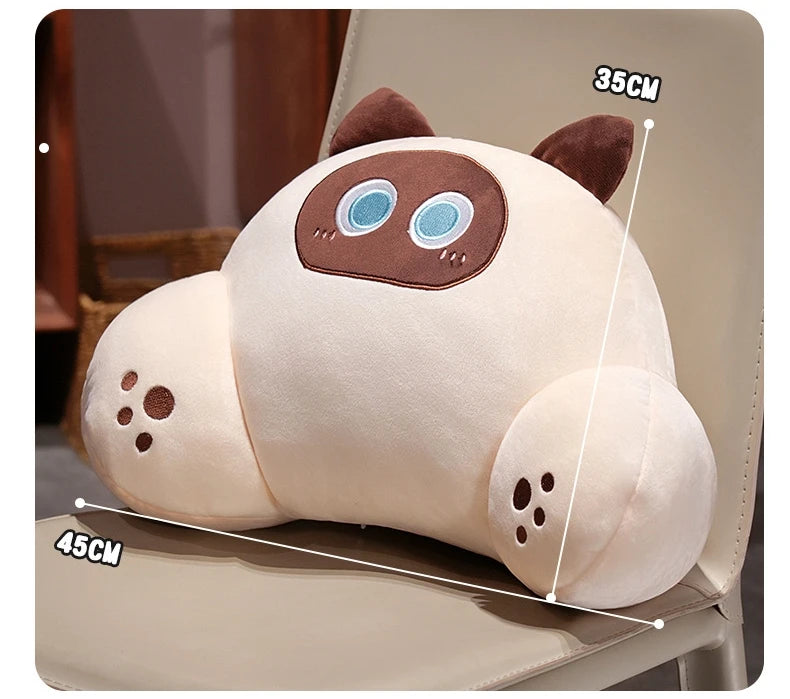 Thickened Cat Back Cushion Siamese Calico Cat Sofa Bed Chair Lumbar Support Cushion Comfortable Throw Pillow Home Decor Girl