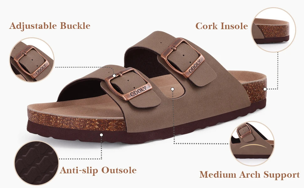 Women’s Suede Sandals with Cork Footbed