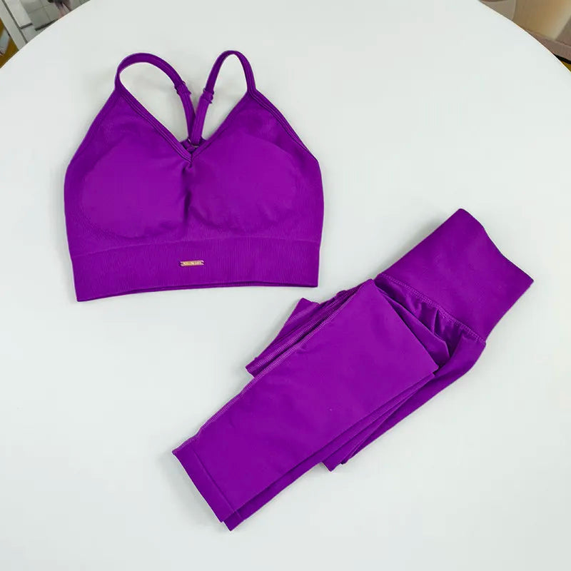 Women's Seamless Yoga Set with High-Waist Leggings