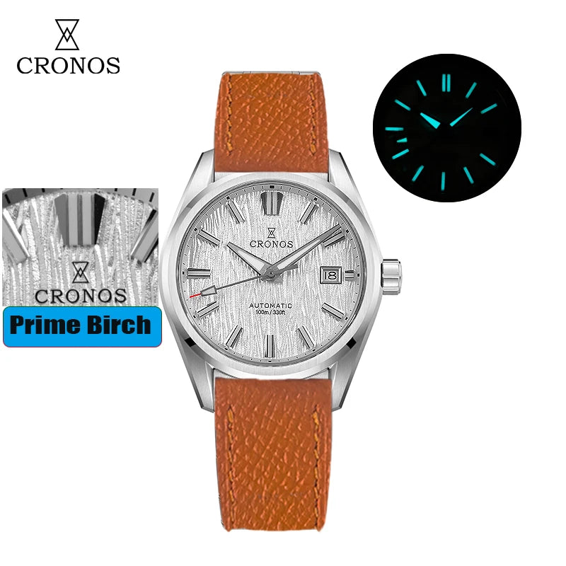 Cronos New 39mm Texture Luxury Men Business Dress Watches SW200 Automatic Mechanical Waterproof 100m L6037M