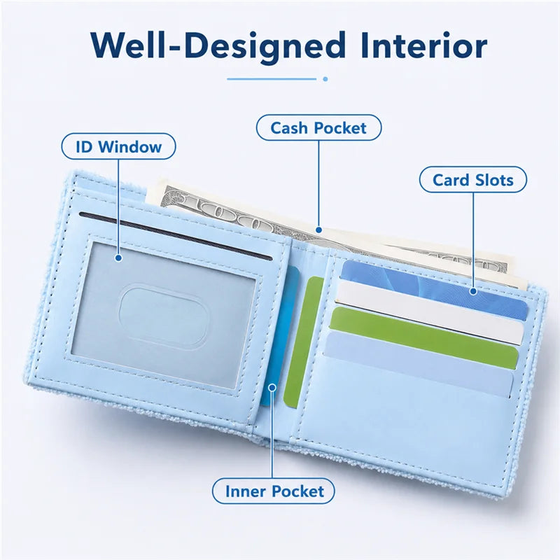 Wallets High Quality Synthetic Leather Embroidery Short Bifold Small Wallet for Men Women Unisex Cute Card Holder Coin Purse