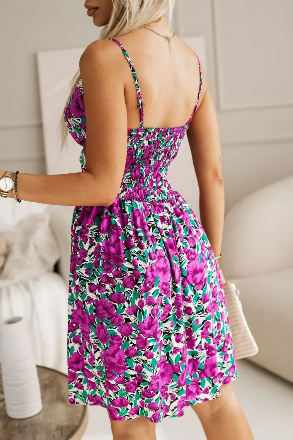 Women's Floral Print Wrap Pleated Sundress