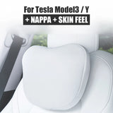 OULEX For Tesla Model 3 Y/Juniper Flocking/Leather Car Seat Neck Pillow Soft Memory Neck Pillow High-Quality Headrest Support