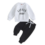 Toddler Boy "Little Dude" 2-Piece Fall/Winter Outfit | Long Sleeve Sweatshirt & Pants Set