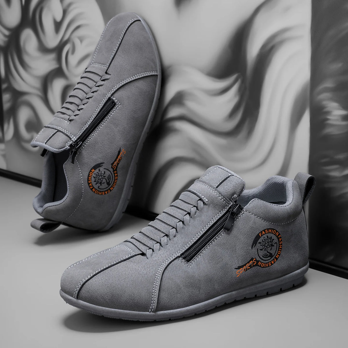Low-Top Men's Versatile Comfortable Zippered Shoes for Outdoor Hiking and Casual Sports.