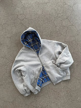 Reversible Oversized Plaid-Lined Hoodie