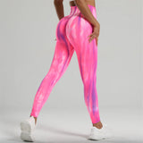 New Women Tie dye High Waist Legging Push Up Scrunch Gym Sports Yoga Pants Elastic Soft Tights Workout Booty Leggins Nylon