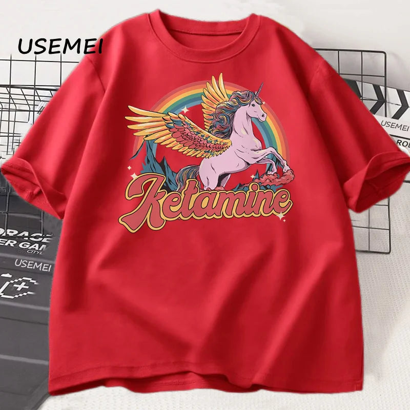 Funny Rainbow Horse T Shirt Casual Cotton Short Sleeve Humor T-Shirt Male Tshirt Crew Neck Summer Harajuku Graphic T Shirts Top