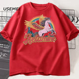 Funny Rainbow Horse T Shirt Casual Cotton Short Sleeve Humor T-Shirt Male Tshirt Crew Neck Summer Harajuku Graphic T Shirts Top