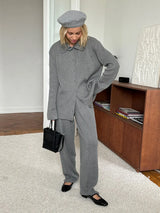 Bornladies Autumn Winter New Knit Cardigan Pants Set Loose Two Piece Casual Sweater Suit Women Thick Warm Soft Knitted Outfit