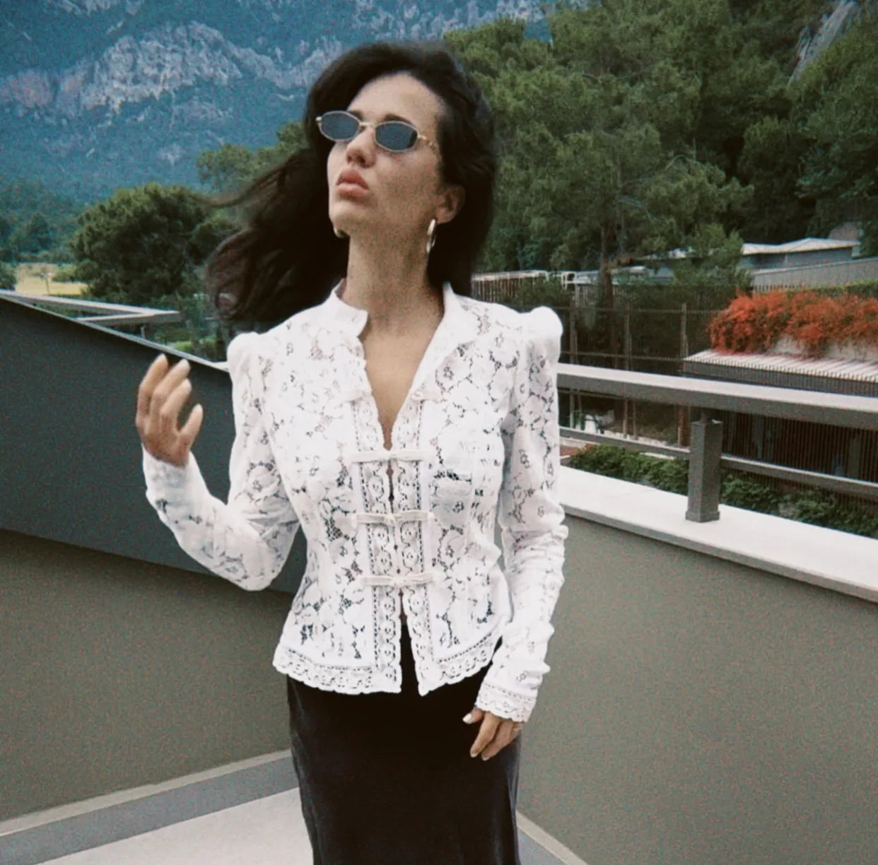 Summer Elegant Lace Hollow Out Party Blouse
