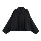YENKYE New 2025 Women Suede Textured Bomber Jacket Long Sleeve Lapel Collar Loose Coats Casual Female Outerwear Chic Tops