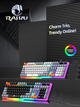 Single Keyboard and Keyboard Mouse RAIKU T26 Three Tone Luminous Keyboard Mouse Wired Mechanical Touch Gaming Mouse Keyboard Set