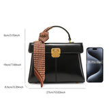 ITAMOOD Genuine Leather Handbag with Scarf | Luxury Designer Trendy Shoulder Bag Solid Color Commuting Bag | bags for women gift