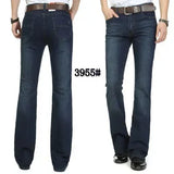 Male Bell Bottom Denim Trousers Slim Black Boot Cut Jeans Men's Clothing Casual Business Flares Pants