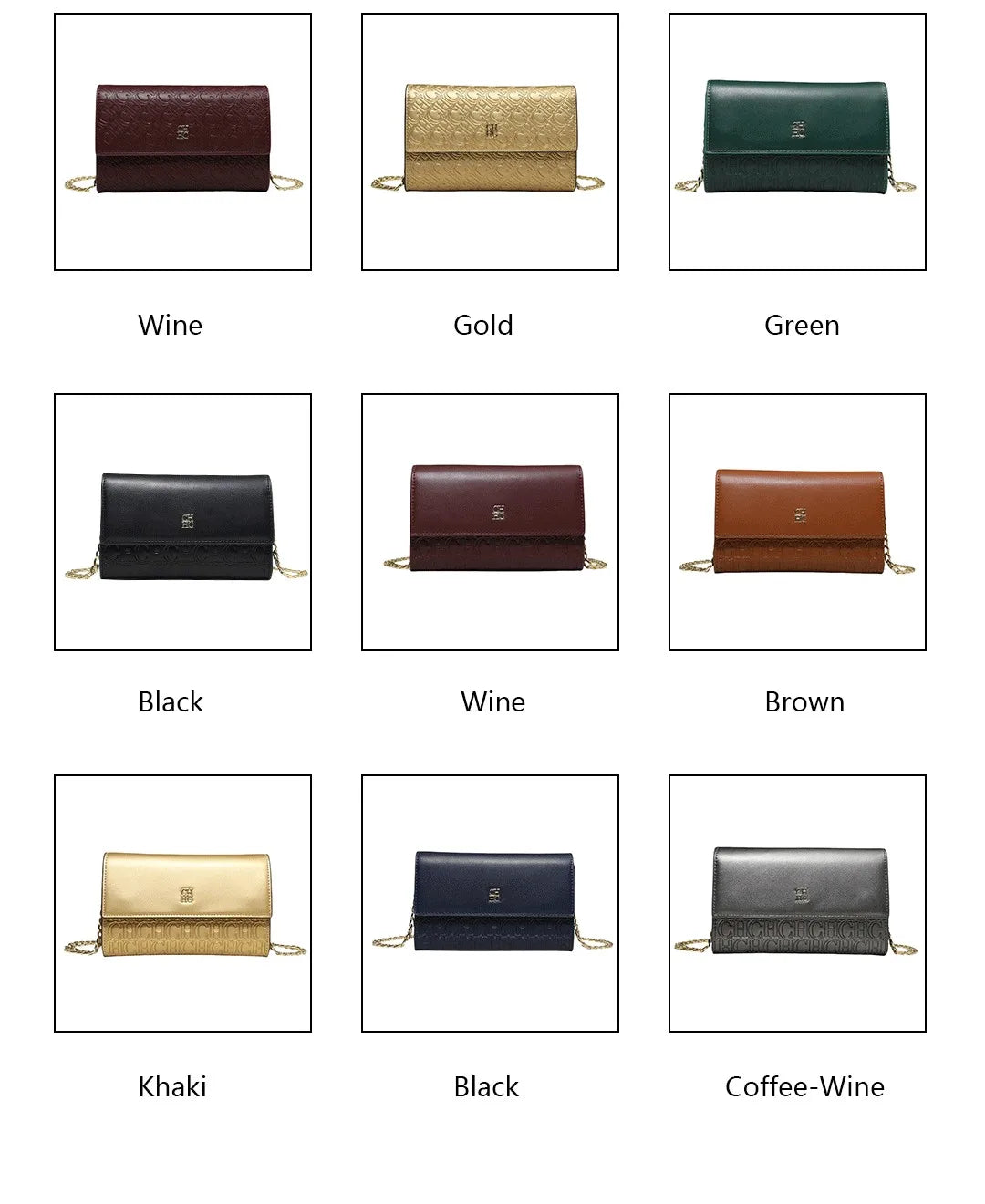 Luxury Letter Color Block Crossbody Chain Bag