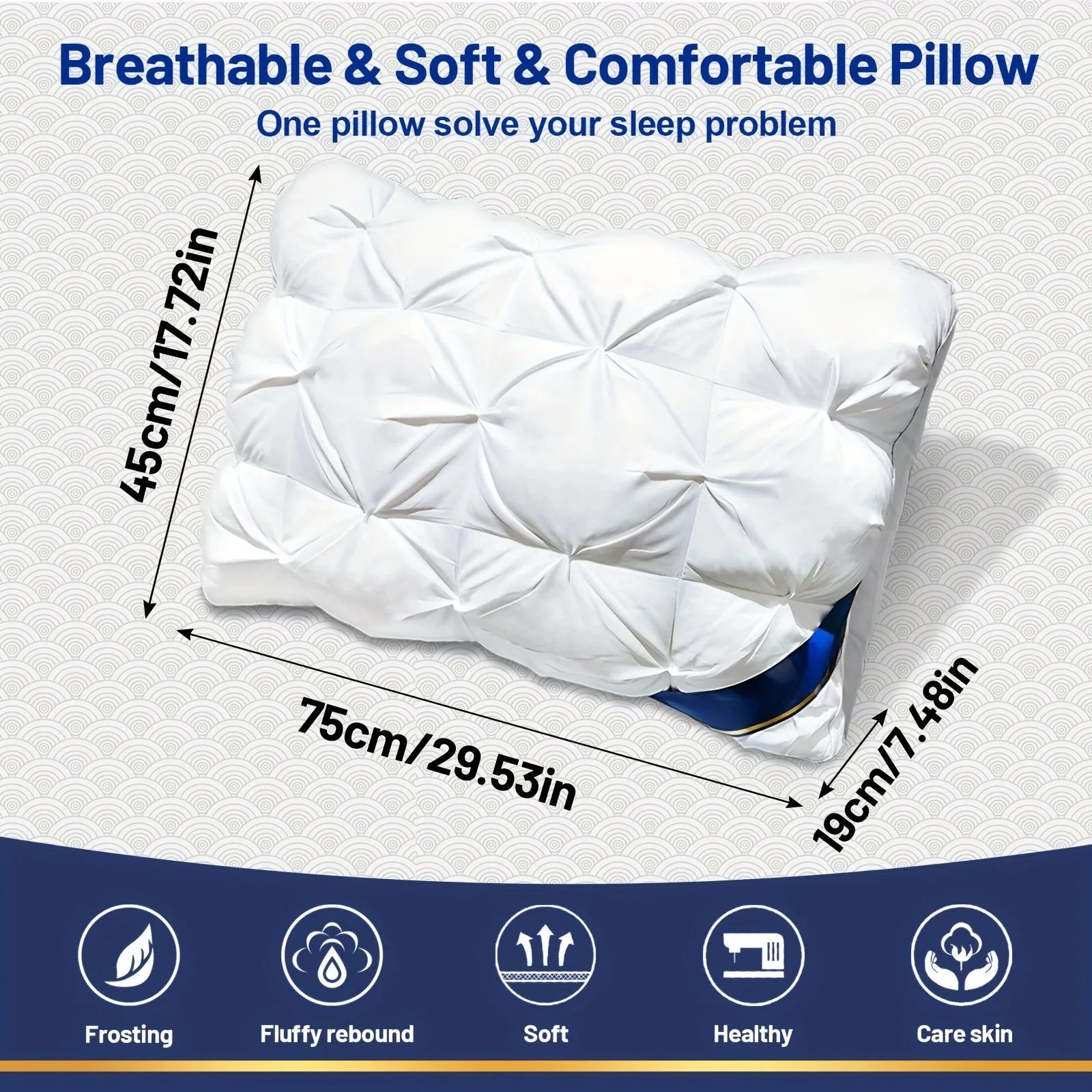 Twisted Flower48 × 74cmStar Hotel High and Low Pillow Home No Collapse Cervical Pillow Insert Waterable Wash Pillow Inner