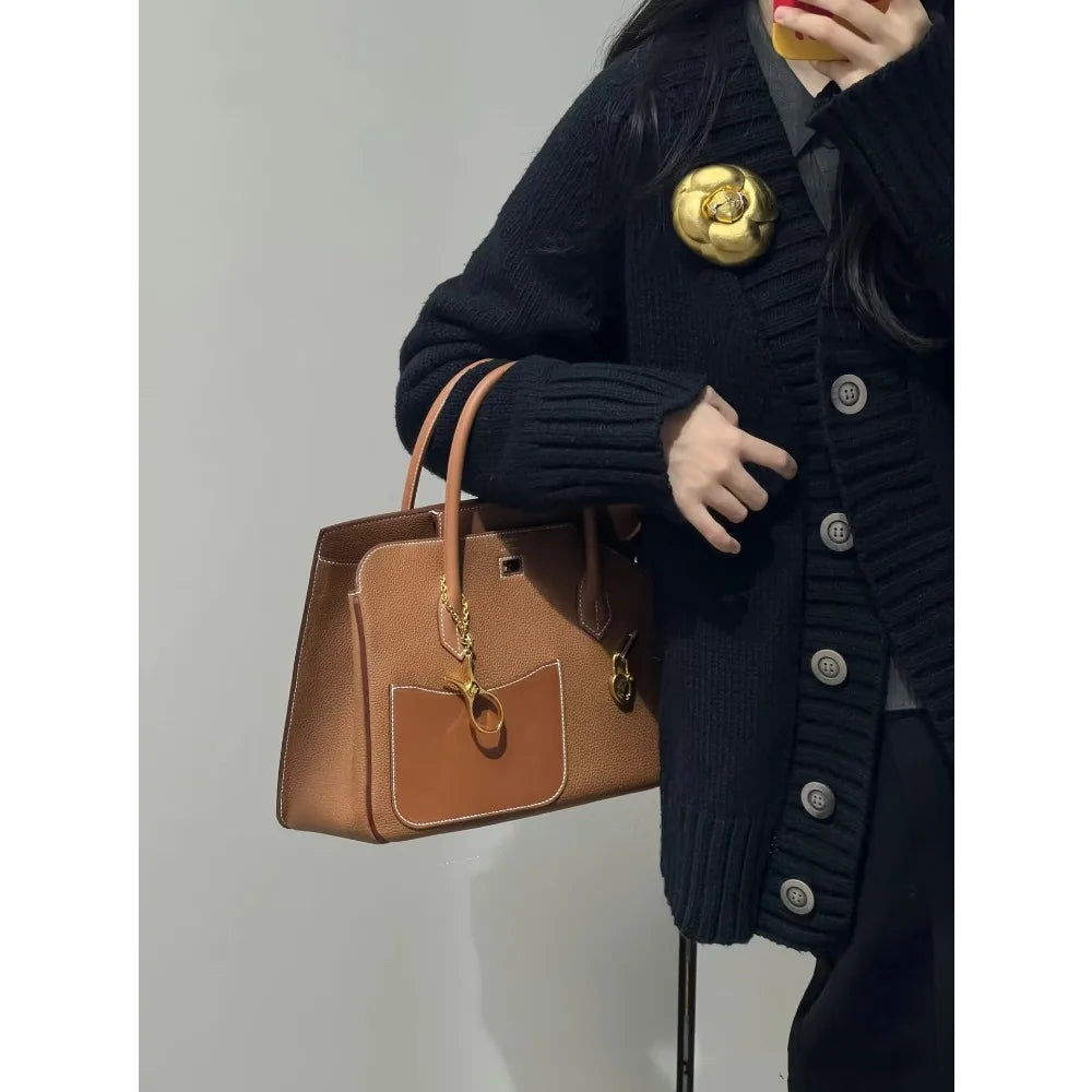 High Texture Handbag New Fashion Temperament Lychee Pattern Irregular Splicing Single Shoulder Messenger Women's Bag Commuting