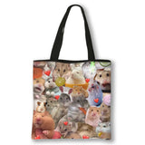 Kawaii Pet Guinea Pig Hamster Print Shoulder Bag Women Casual Handbags Large Capacity Totes Bag Eco Reusable Shopping Bags Gift