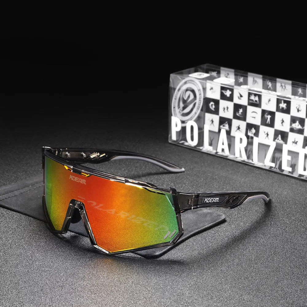 KDEAM High-End Sports Sunglasses Polarized Men's Cycling Glasses Dismountable TR90 Frame And Nose Pads Easy To Exchange
